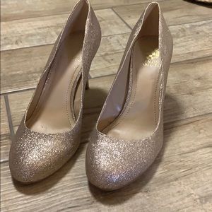 Gold glitter heels